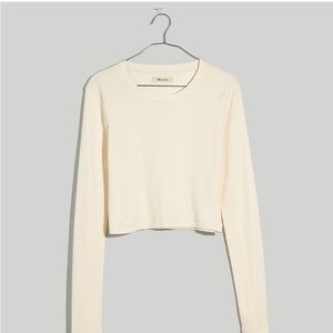 Madewell fine ribbed supercrop crewneck long-sleeve tee NWT Size M